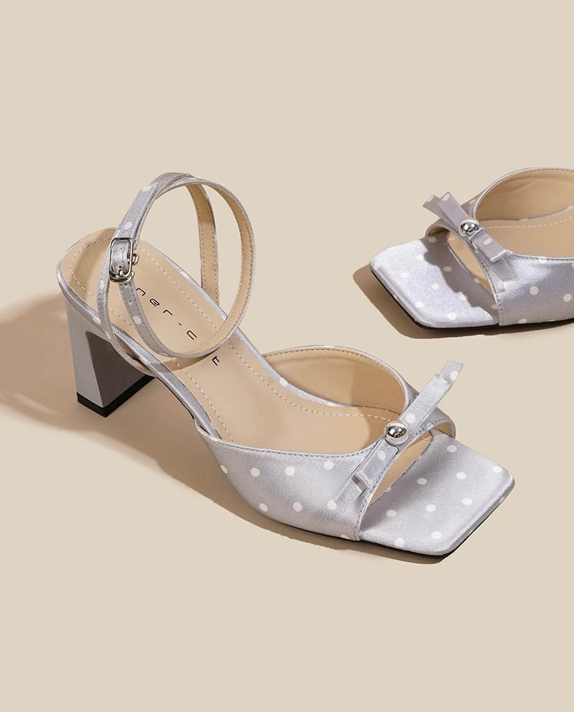 Polka Dot Bow Heeled Sandals