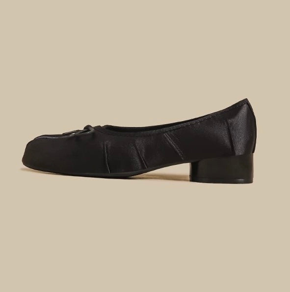Satin Split-Toe Bow Flats