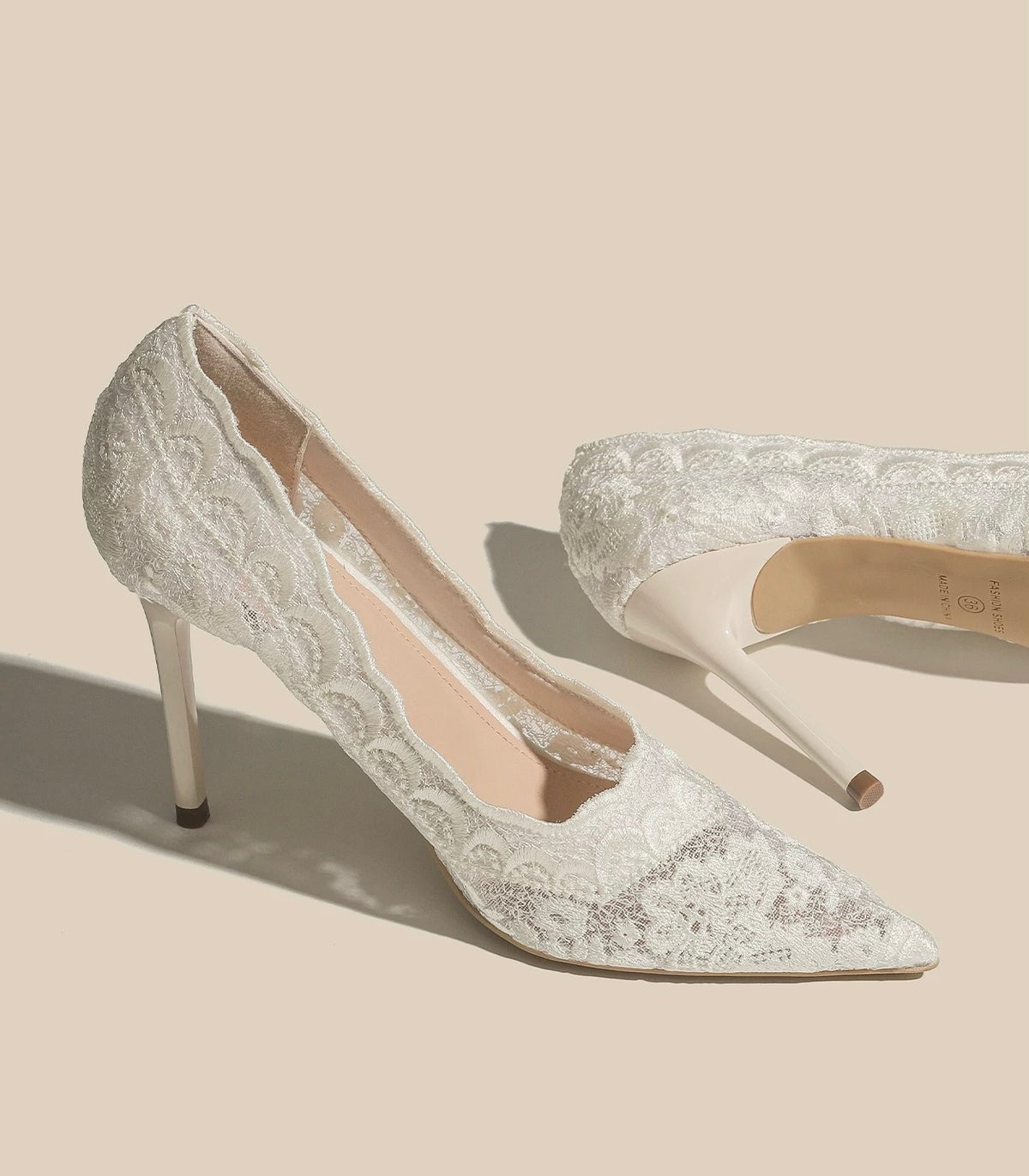 Lace Pointed-Toe Stiletto Heels