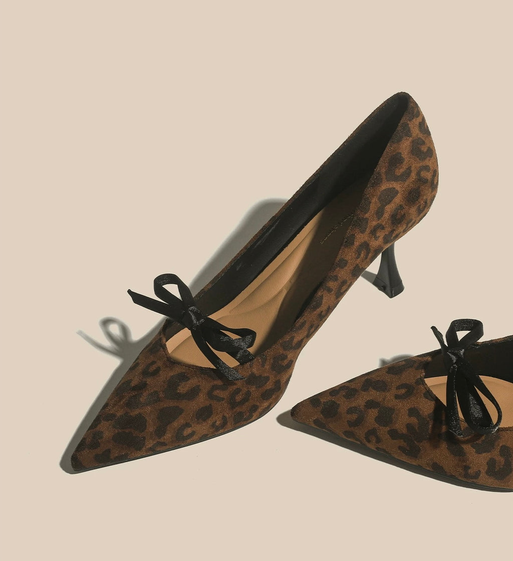 Leopard Print Bow-Detail Pumps
