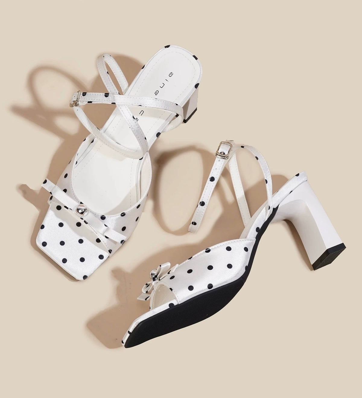 Polka Dot Bow Heeled Sandals