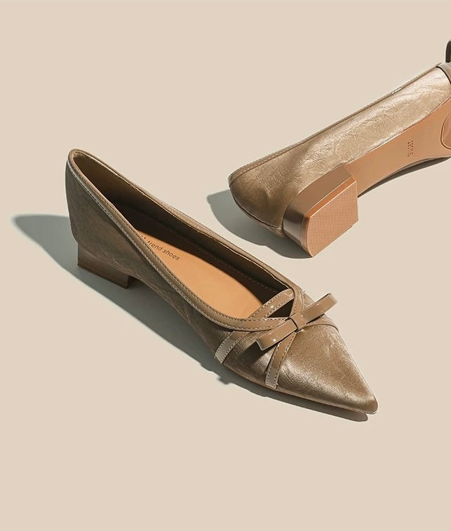 Bow-Detail Pointed-Toe Flats