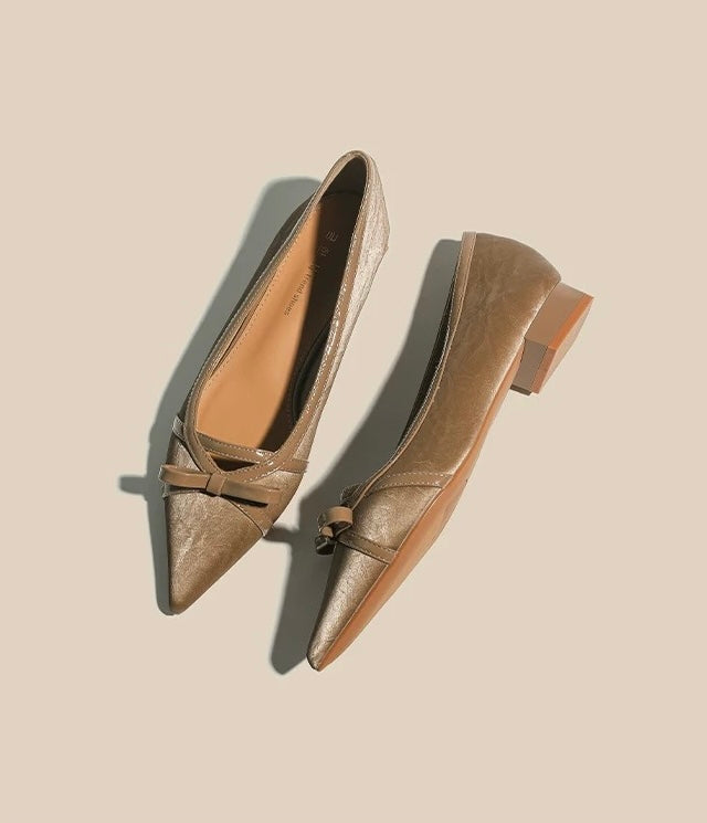 Bow-Detail Pointed-Toe Flats
