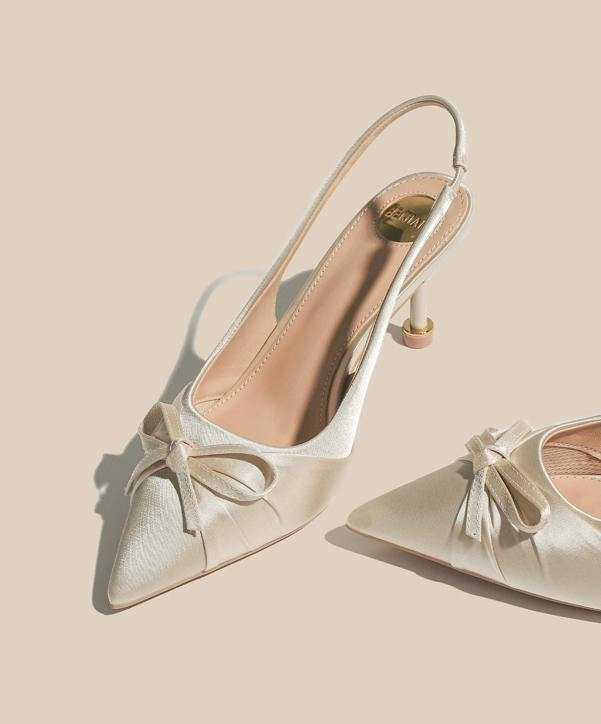 Satin Bow Slingback Heels