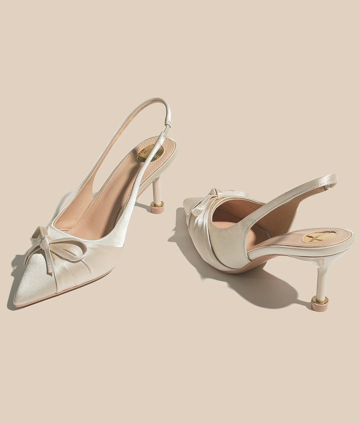 Satin Bow Slingback Heels
