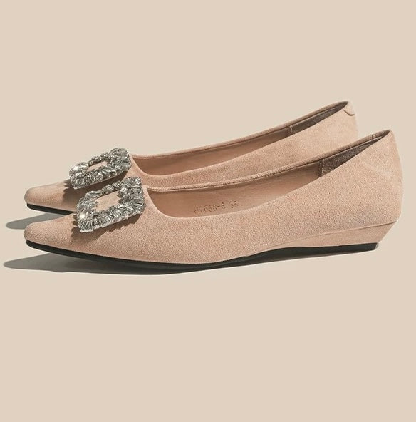 Crystal Buckle Pointed-Toe Flats