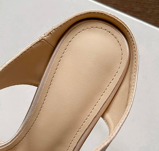 Satin Bow High Heeled Mules