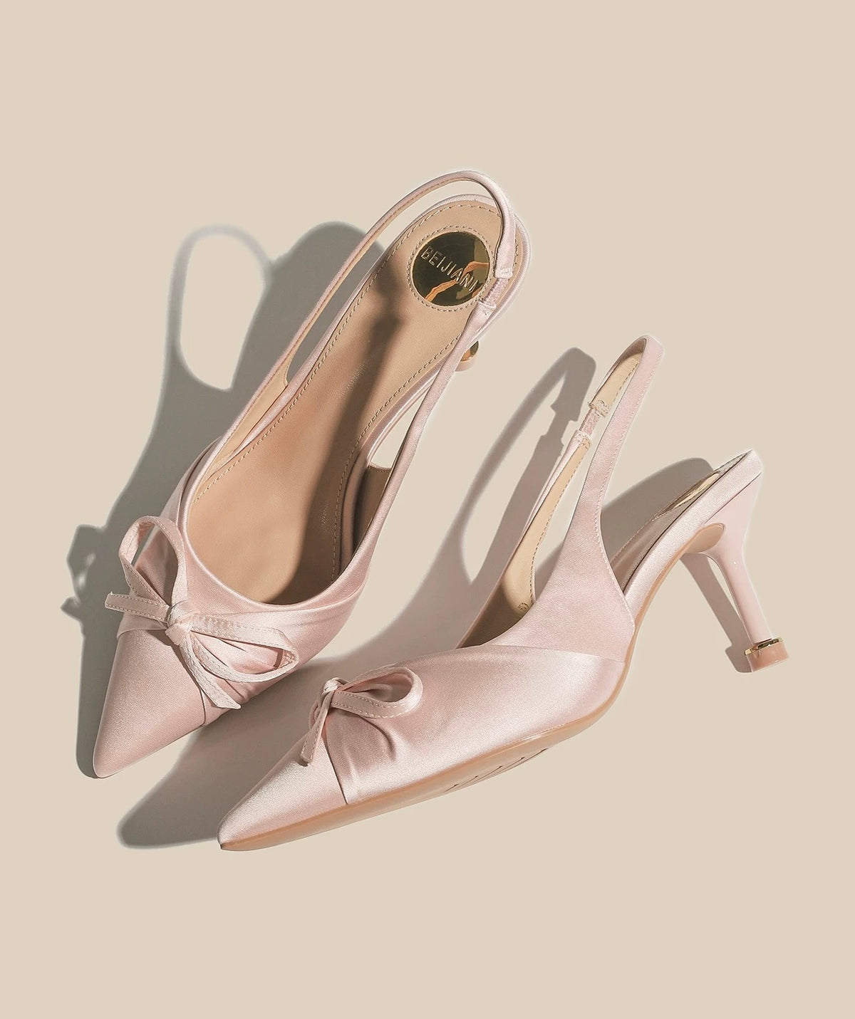 Satin Bow Slingback Heels