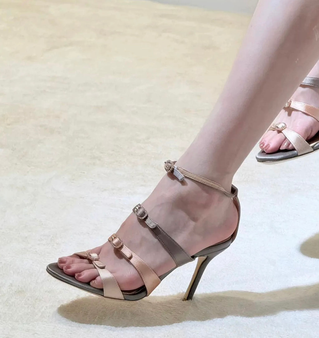 Elegant Multi-Strap Stiletto Sandals