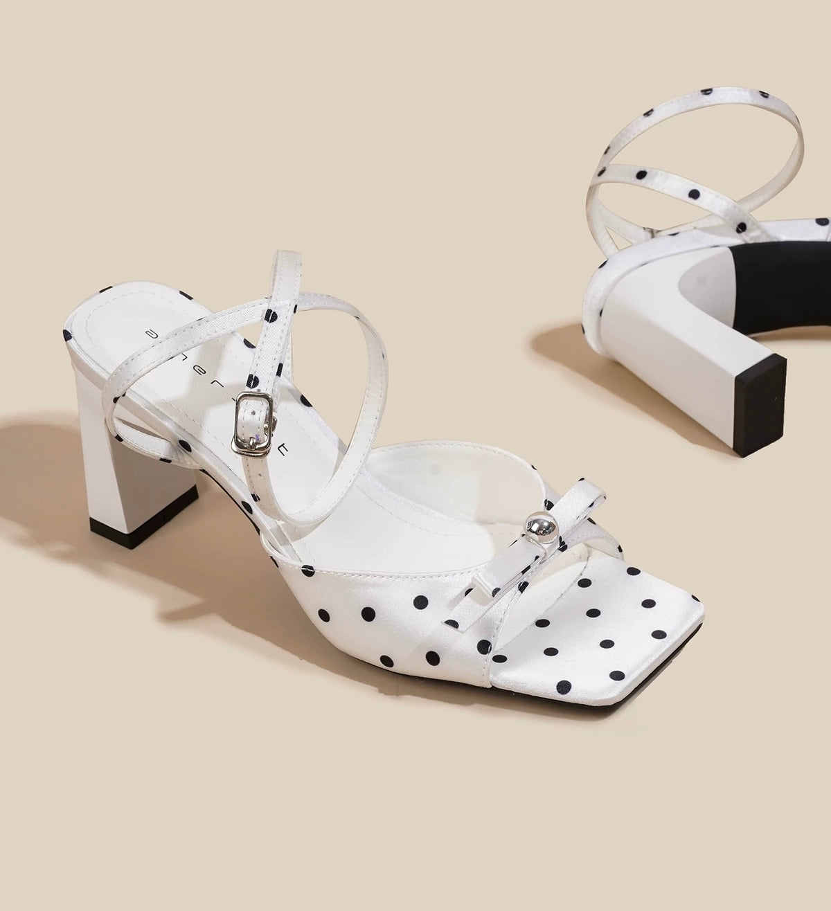 Polka Dot Bow Heeled Sandals