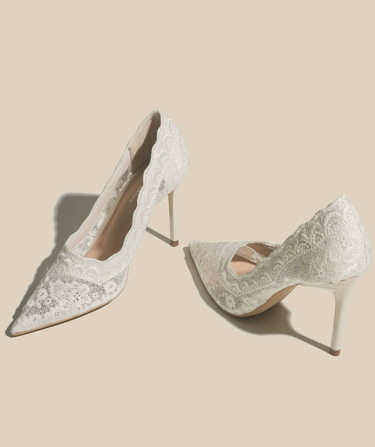 Lace Pointed-Toe Stiletto Heels
