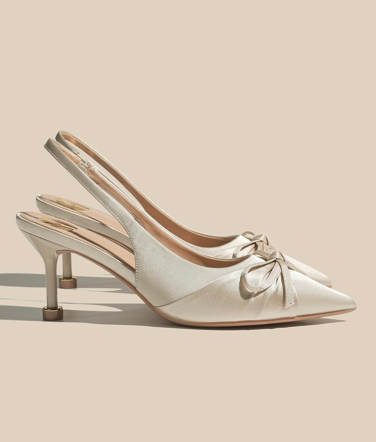 Satin Bow Slingback Heels