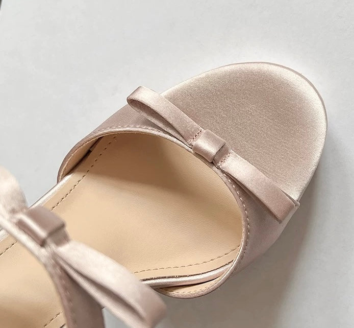 Satin Bow High Heeled Mules