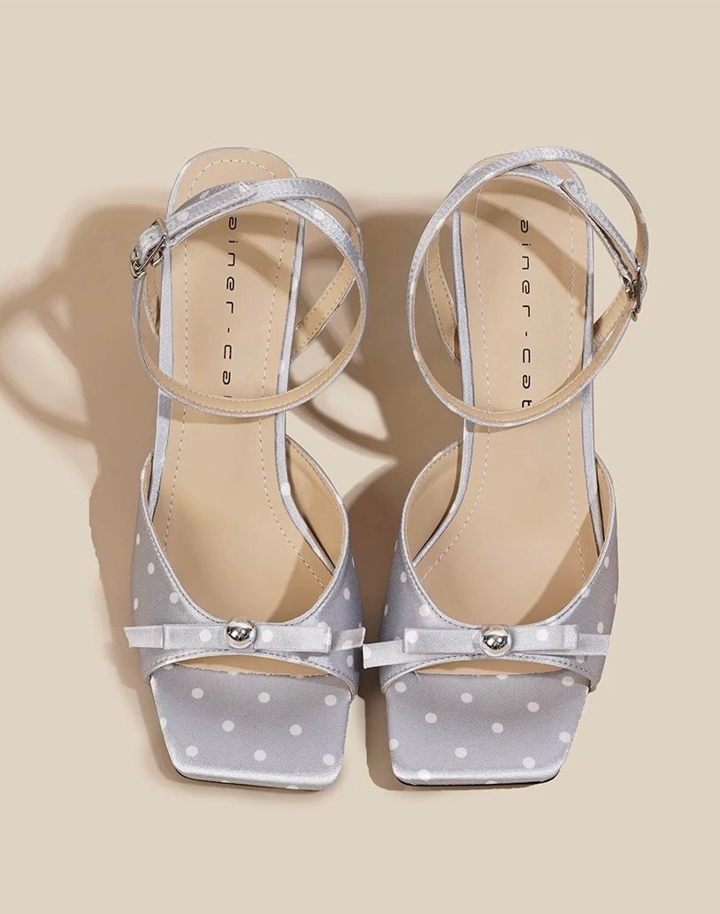 Polka Dot Bow Heeled Sandals