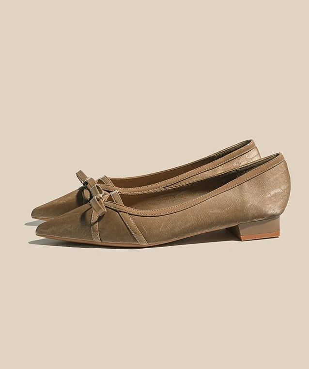 Bow-Detail Pointed-Toe Flats