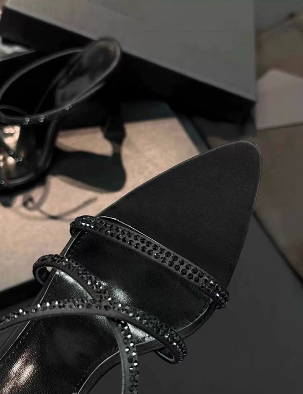 Crystal-Embellished Strappy Heeled Heels