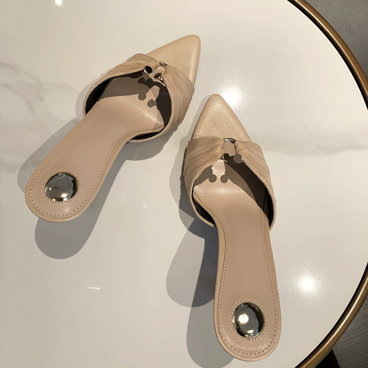 Luna Draped Open-Toe Heels