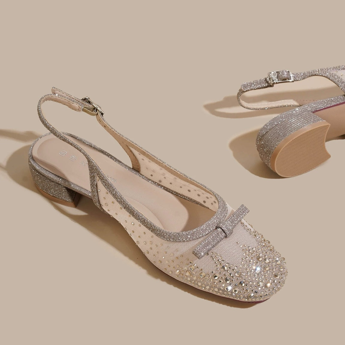 Celeste Rhinestone Slingback Mini Heels