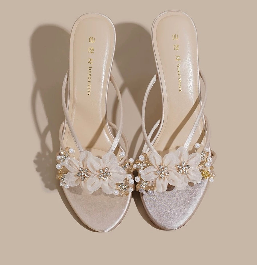 Pearl Blossom Strappy Heel