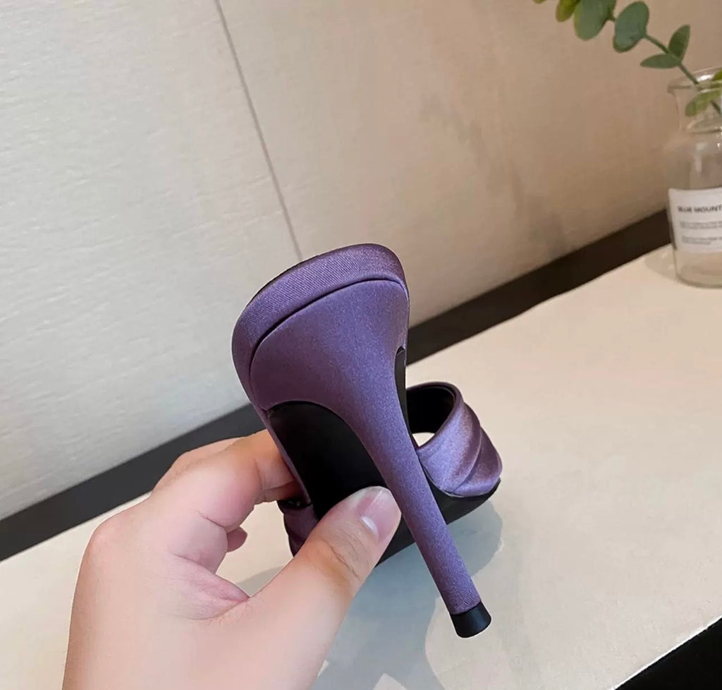 Luxe Crystal Buckle Satin Heel