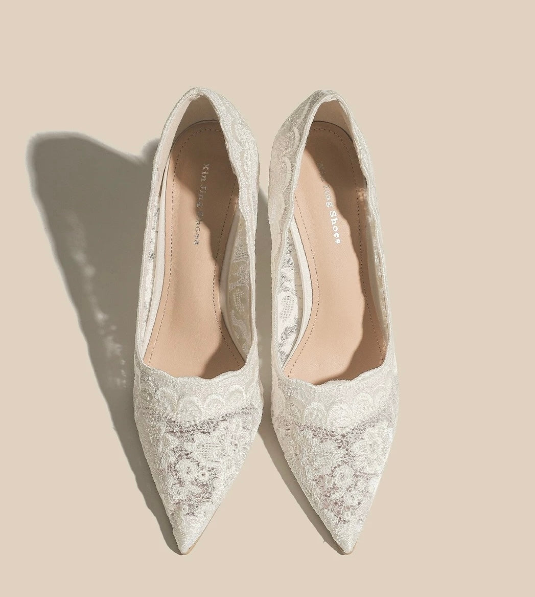Lace Pointed-Toe Stiletto Heels