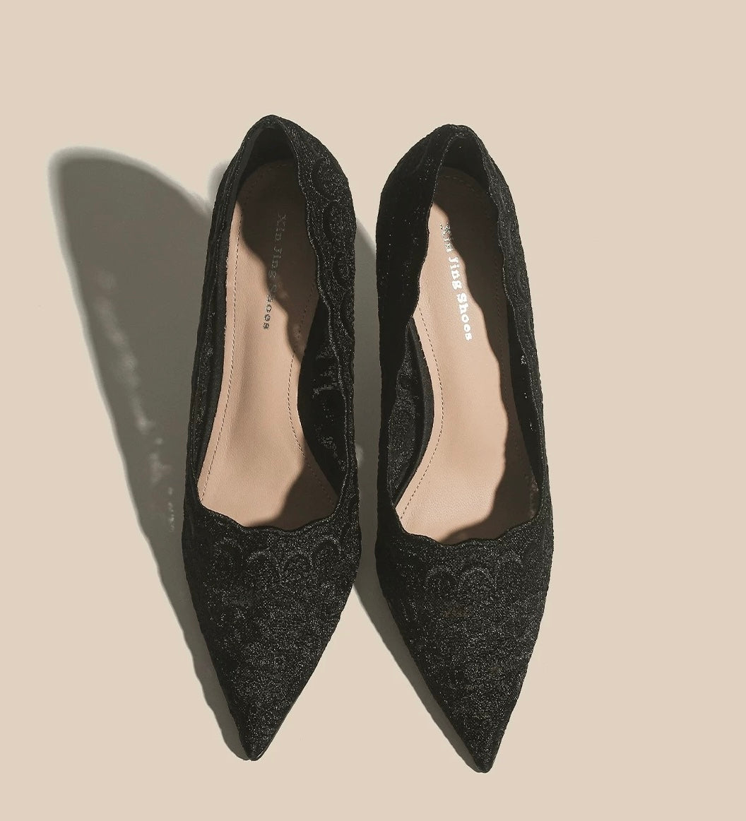Lace Pointed-Toe Stiletto Heels