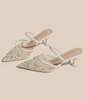 Pearl-Embellished Pointed-Toe Mules