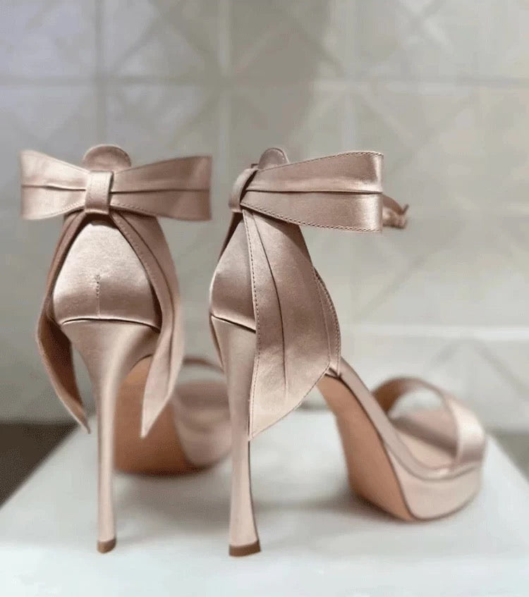 Satin Bow Platform Heels