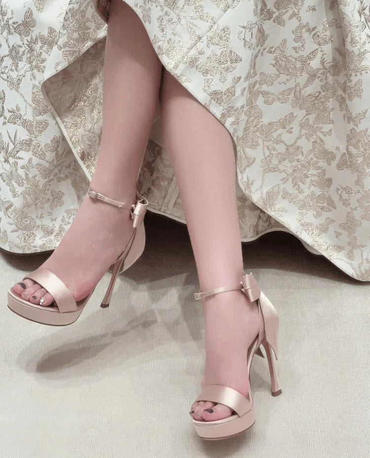 Satin Bow Platform Heels