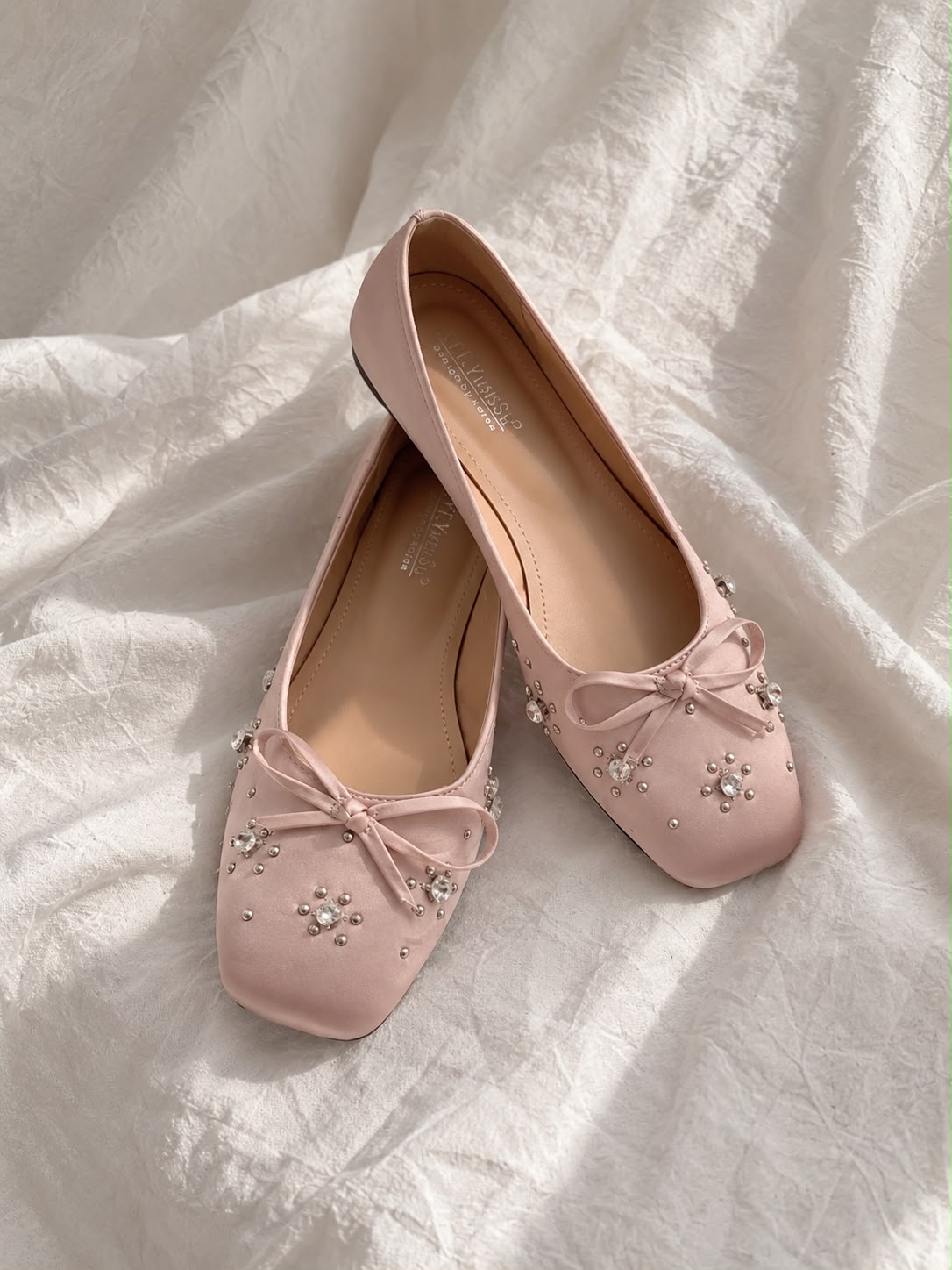 Blush Pink Embellished Ballet Flats
