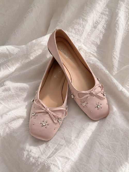 Blush Pink Embellished Ballet Flats