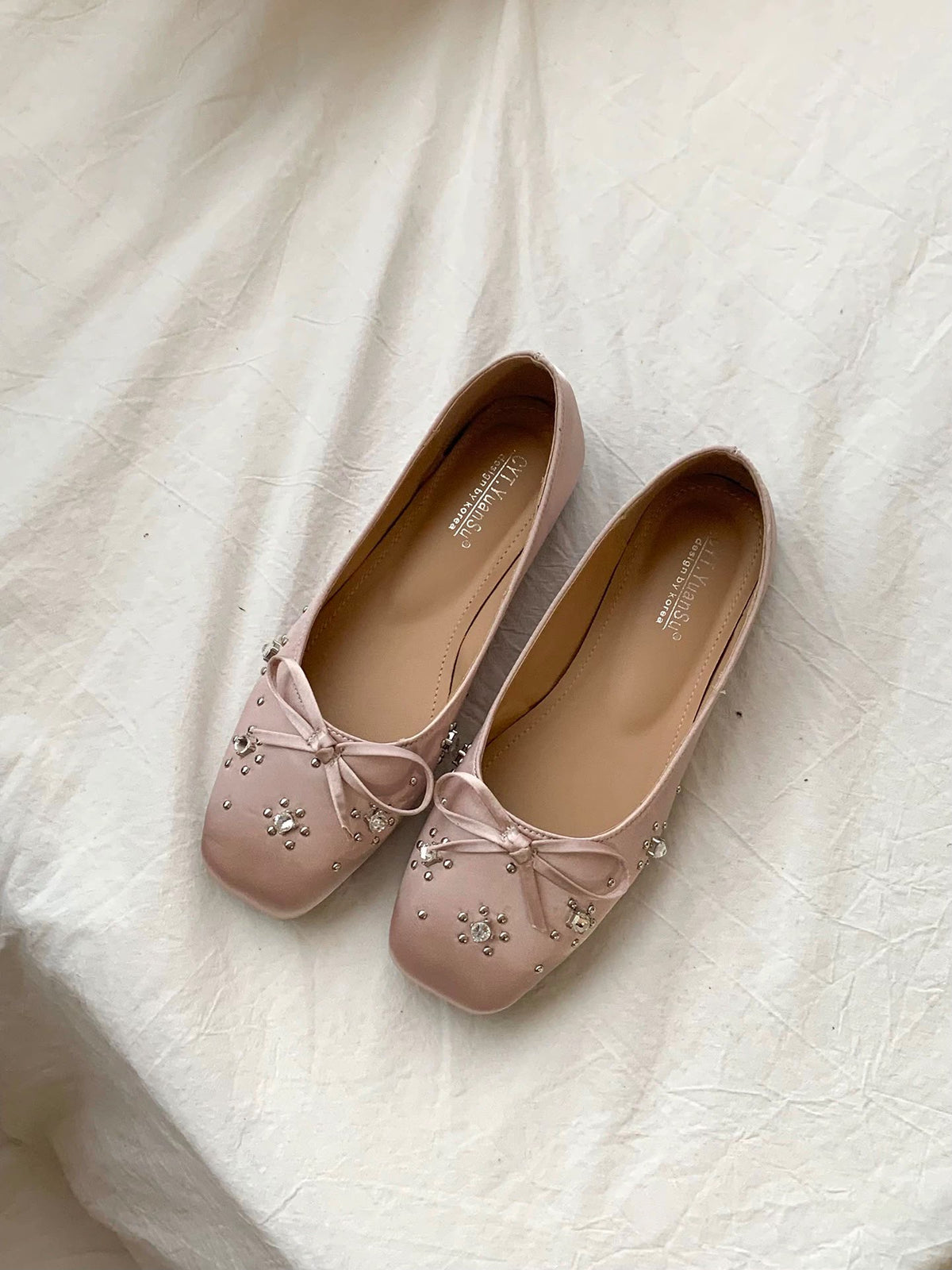 Blush Pink Embellished Ballet Flats