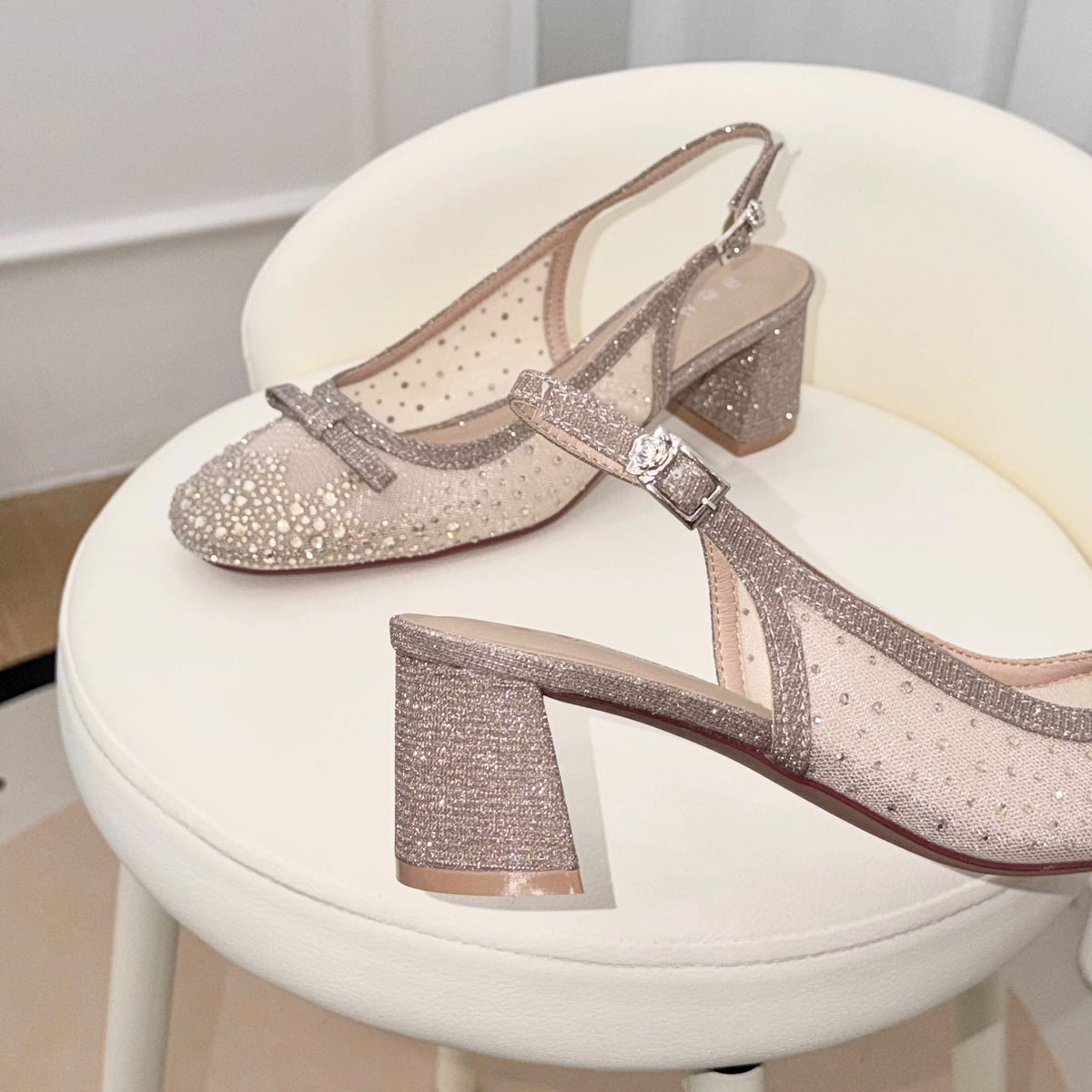 Celeste Rhinestone Slingback Mini Heels