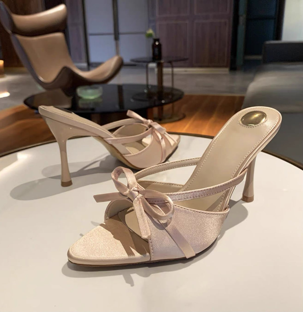 Elegant Satin Bow Heels